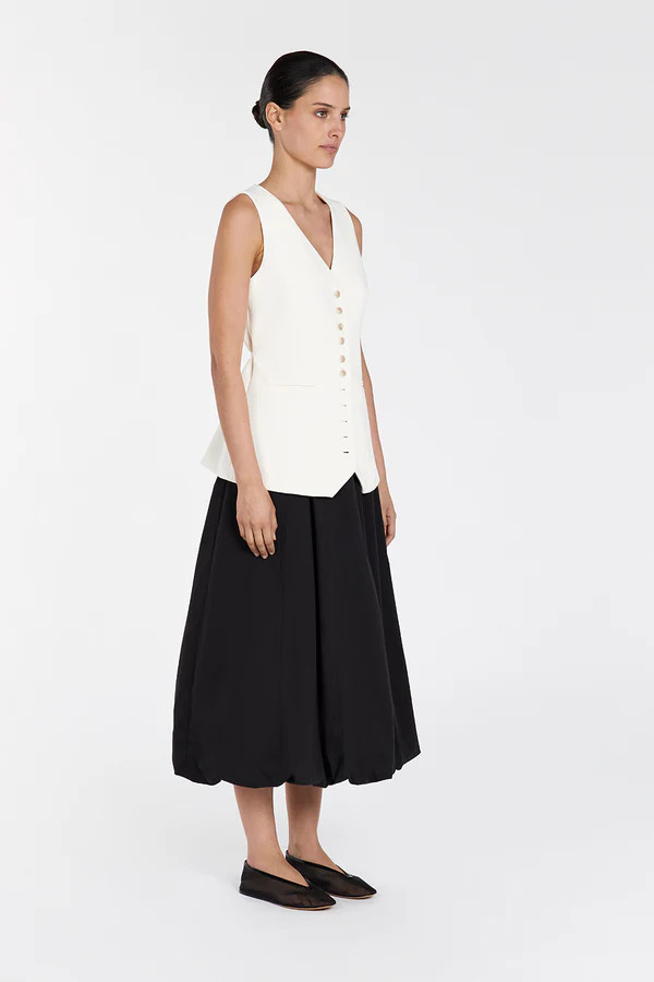 RICKIE BLACK COTTON MIDI SKIRT | DISSH