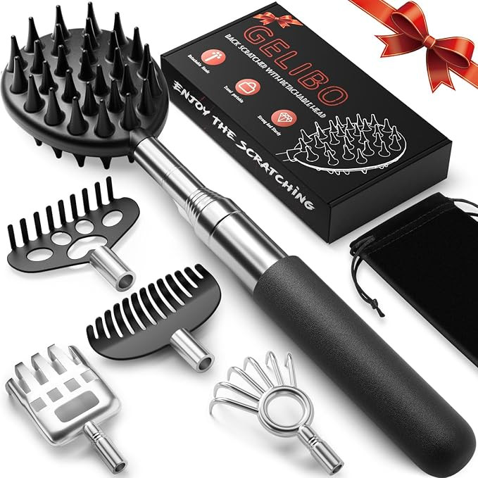 Gelibo Telescoping Large Back Scratcher with 5 Detachable Heads,Fathers Day Gift for Dad Him, Gif... | Amazon (US)