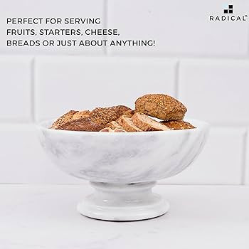 Radicaln Marble Fruit Bowl White 10" Inch Handmade Fruits Serving Bowl for Kitchen Organization L... | Amazon (CA)