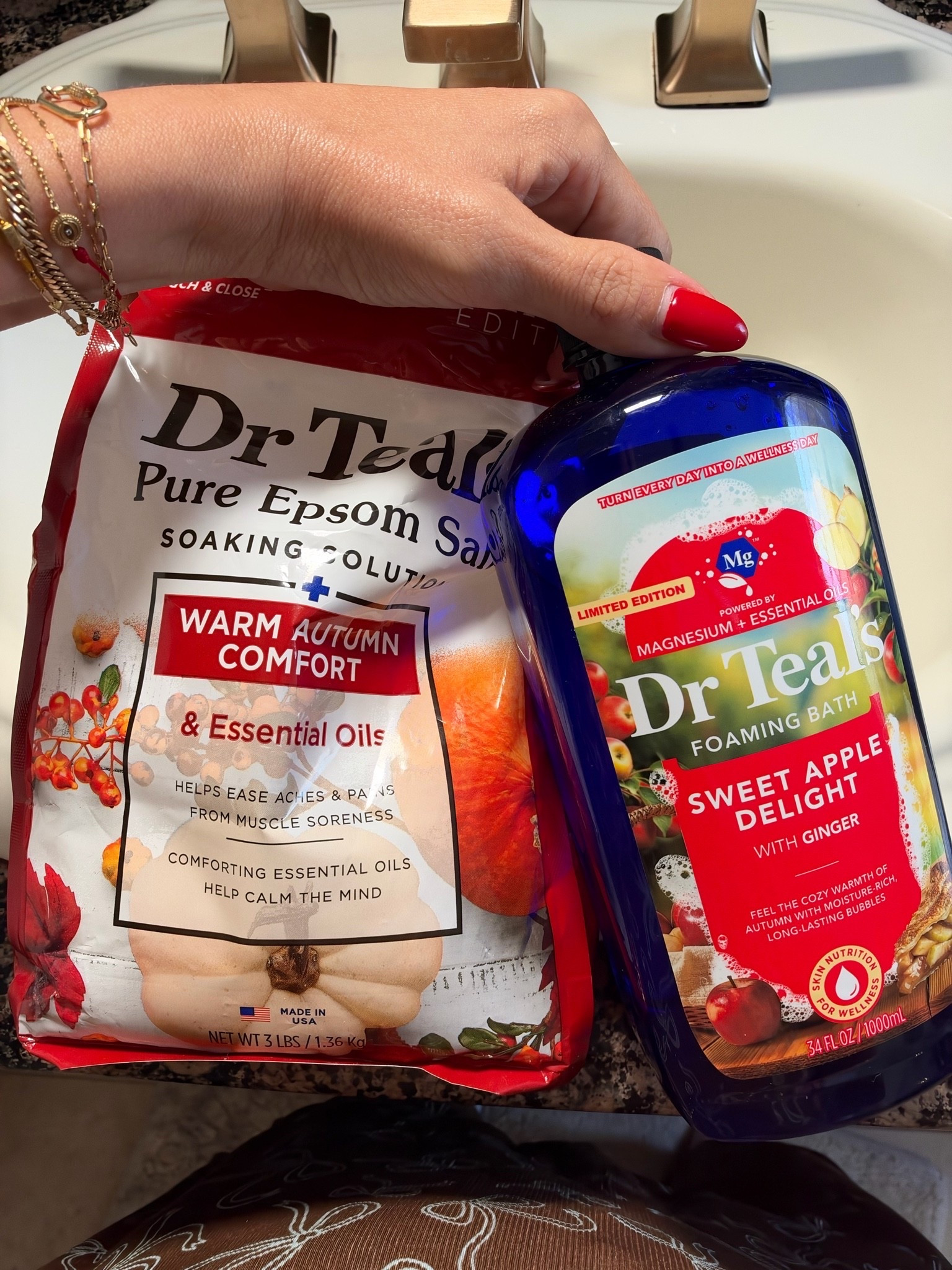 These two together with a fall scented candle makes for the ultimate bath experience!