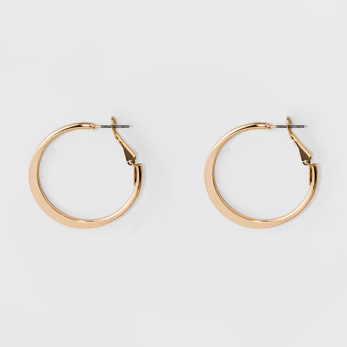 Medium Flat Hoop Earrings - A New Day™ Gold: Shiny Leverback Jewelry, Nickel-Free Metal | Target