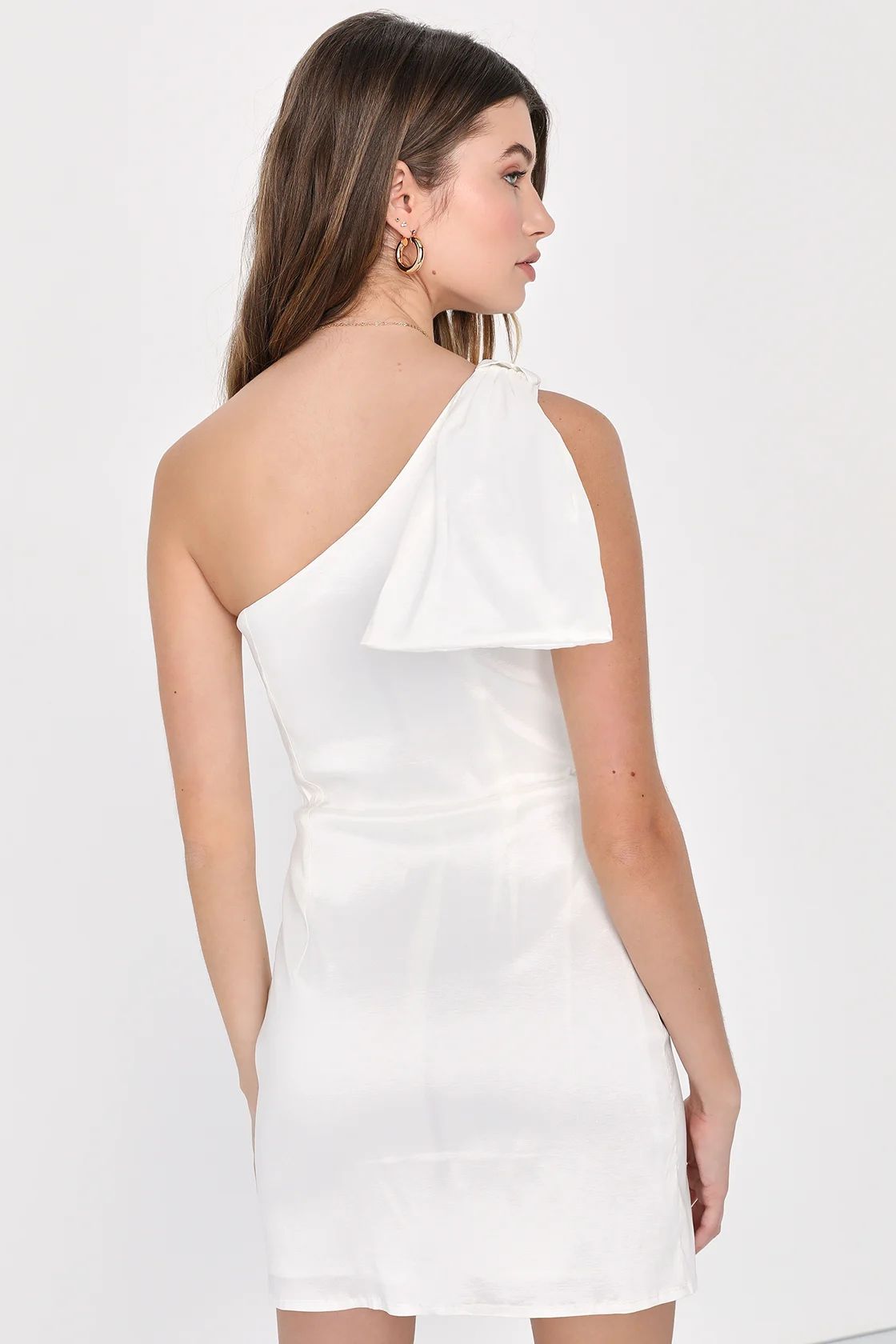 Glorious Adoration White Taffeta One-Shoulder Bow Mini Dress | Lulus (US)