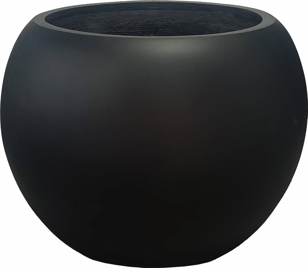 13.5 H x 17" Dia (12" Pot Opening) Round Fiberstone Planter with Drainage Hole, Black, Indoor/Out... | Amazon (CA)