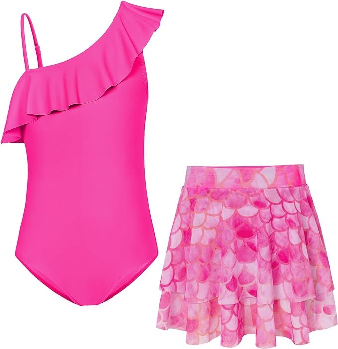 GRACE KARIN Girls One Piece Swimsuits with Mesh Skirt Bathing Suit Swimwear 6-12Y | Amazon (US)