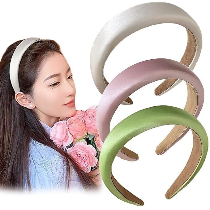 Headbands for Women Satin Padded Headbands Head Bands Hairbands for Women Girls Fashion No Slip H... | Amazon (US)