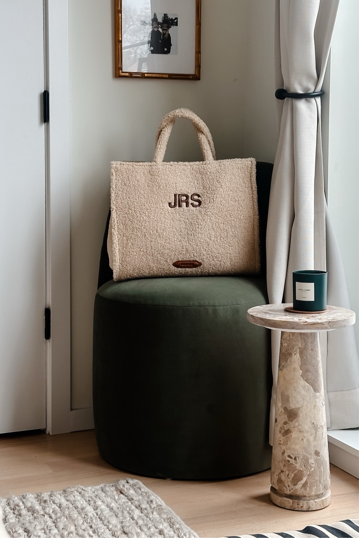Teddy tote - so cute for winter + monogram-able!

Green velvet barrel chair. Stone cocktail table. Hotel Lobby Aspen candle. Gold bamboo frames.

#LTKSeasonal #LTKitbag #LTKhome