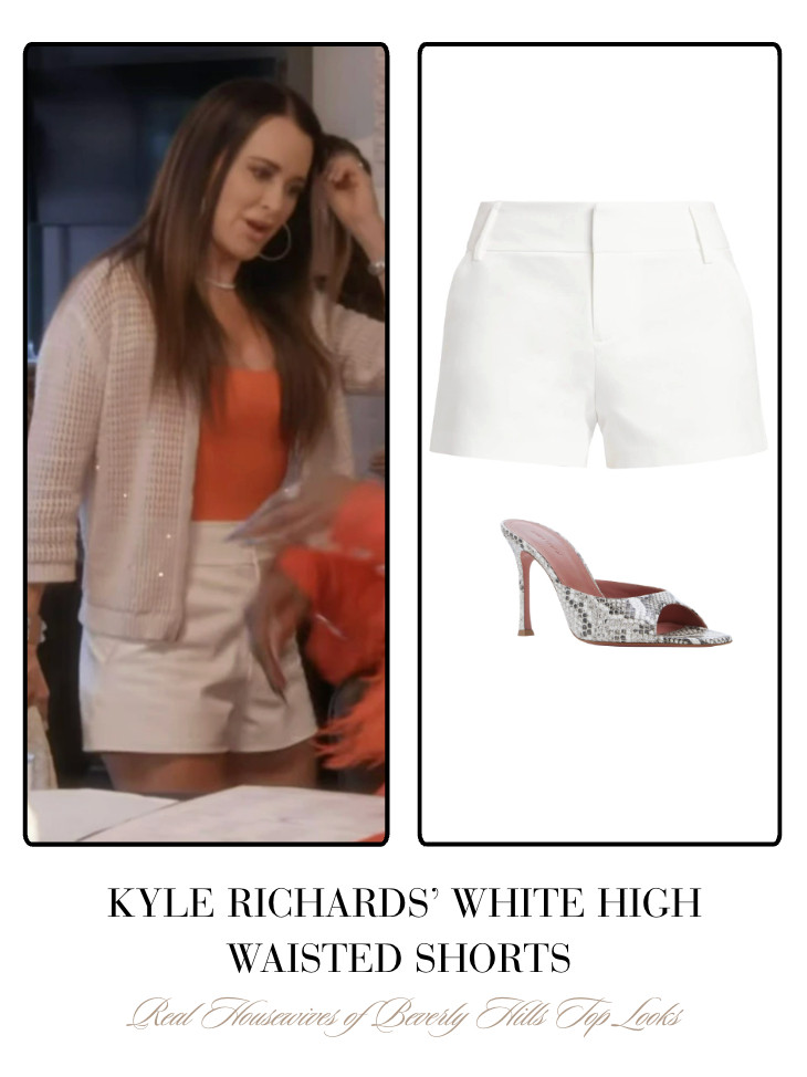 Kyle Richards' White High Waisted Shorts and Heels 

 