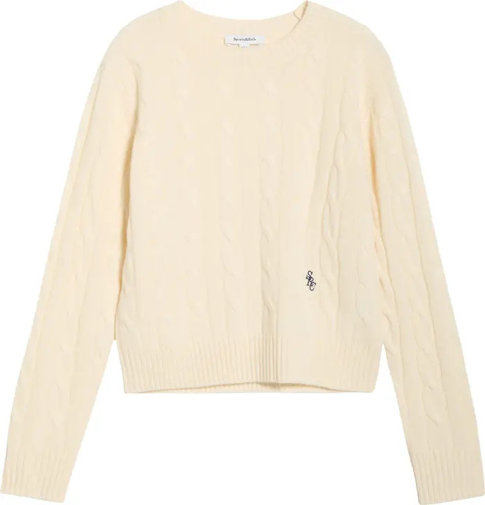 SRC Monogram Cashmere & Wool Cable Knit Sweater | Nordstrom