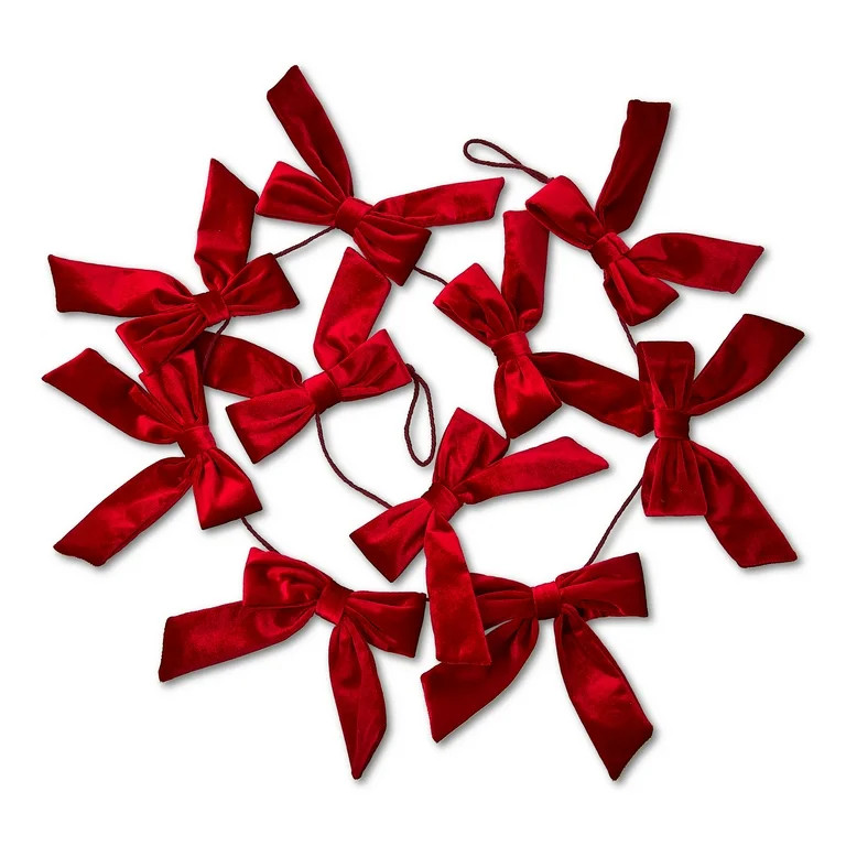 Velvet Bow Christmas Garland, Red, 6', by Holiday Time - Walmart.com | Walmart (US)