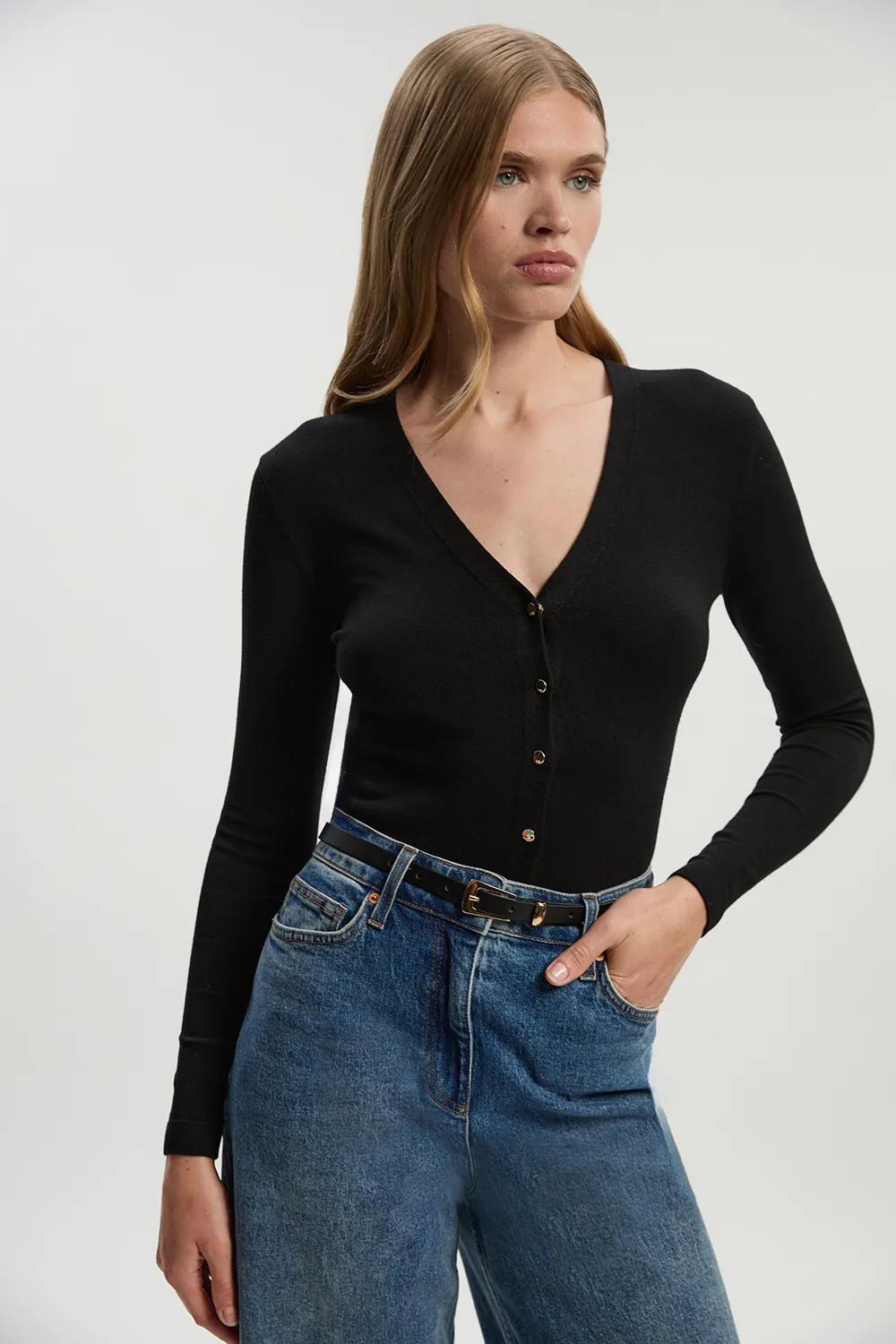Viscose Blend Knitted Button Detail Cardigan | Karen Millen UK + IE + DE + NL