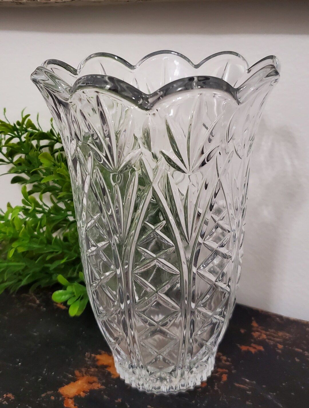 Vintage Crystal Vase Scalloped Edge French Style Lead Crystal Flower Vase | Etsy (US)