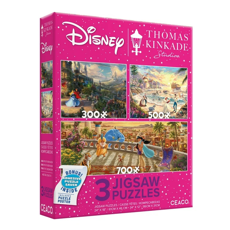 Ceaco Thomas Kinkade Disney Princesses Three Interlocking Jigsaw Puzzles - Walmart.com | Walmart (US)