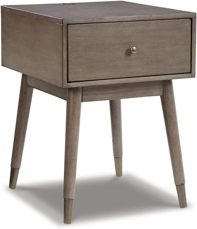 Signature Design by Ashley Paulrich Mid Century Accent Table with USB Ports, Grayish Brown | Amazon (US)