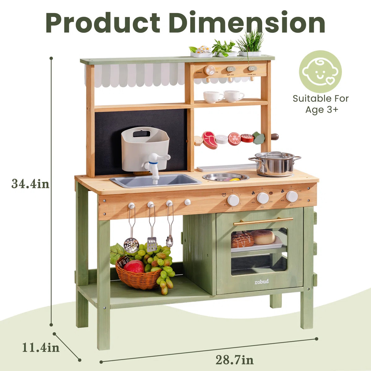 Wooden Mud Kitchen For Kids, Outdoor Playset With Water Sink, BBQ Grill, Coffee Maker, Planting A... | Wayfair North America