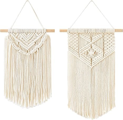 Mkono 2 Pcs Macrame Wall Hanging Art Woven Boho Wall Decor Home Chic Banner Decoration for Bedroo... | Amazon (US)