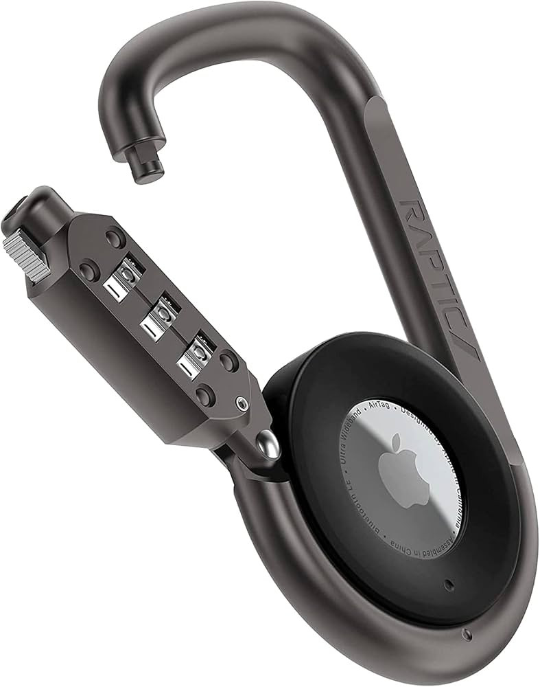 RAPTIC Link & Lock for Apple AirTags, Anti-Theft, Heavy Duty Combination Carabiner, Secure Polyca... | Amazon (US)