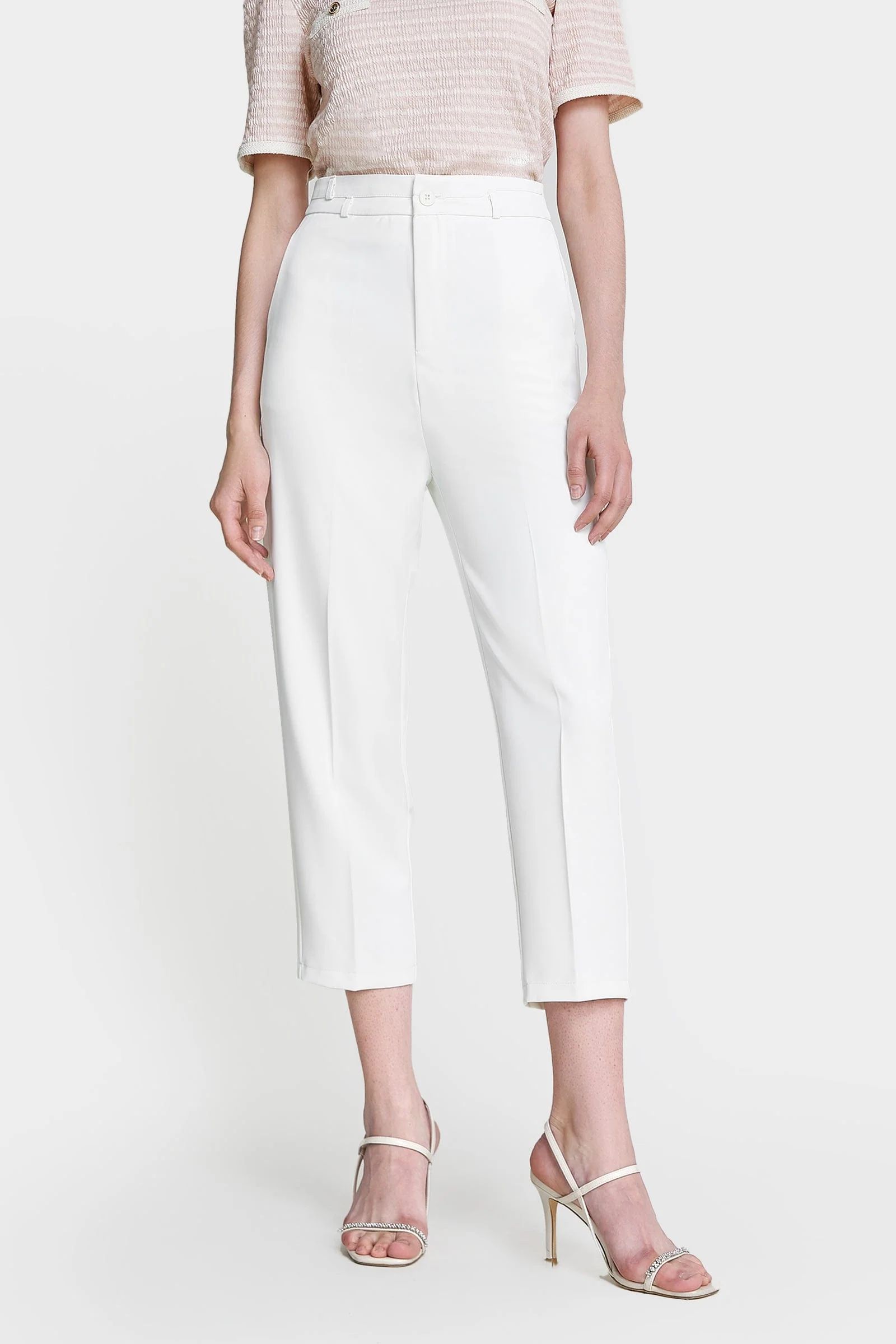 White High Waist Tailored Suit Pants | J.ING