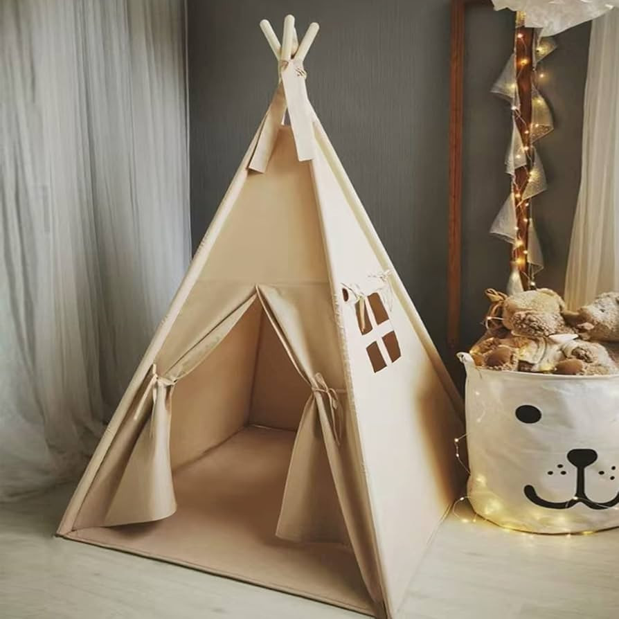 Teepee Tent for Kids-Portable Children Play Tent Indoor Outdoor (Khaki) | Amazon (US)