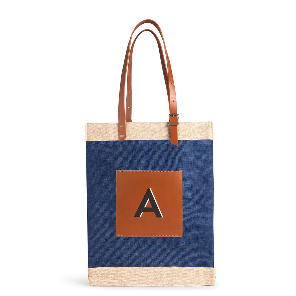 Market Bag in Navy with Adjustable Handle “Alphabet Collection” | Apolis