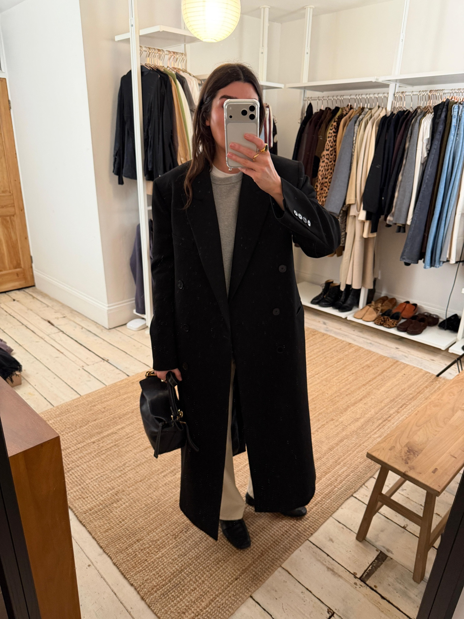 Dressing down a classic tailored black coat with a grey sweatshirt and white denim. Le Monde Beryl Penny loafers, similar linked 

#LTKspring #LTKstyletip