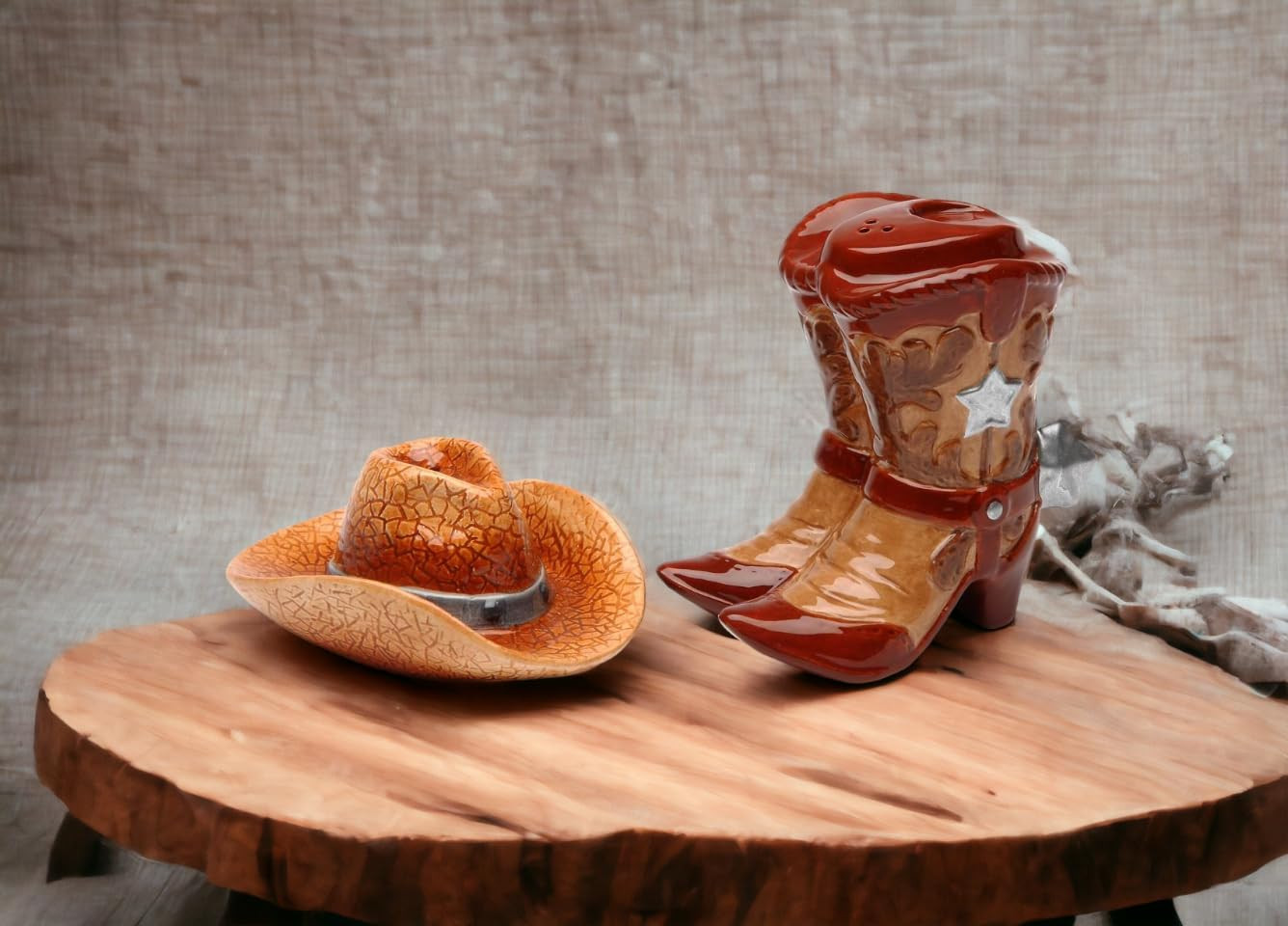 Fine Ceramic Western Cowboys Hat & Boot with Spurn Design Salt & Pepper Shakers Set, 3" H | Amazon (US)