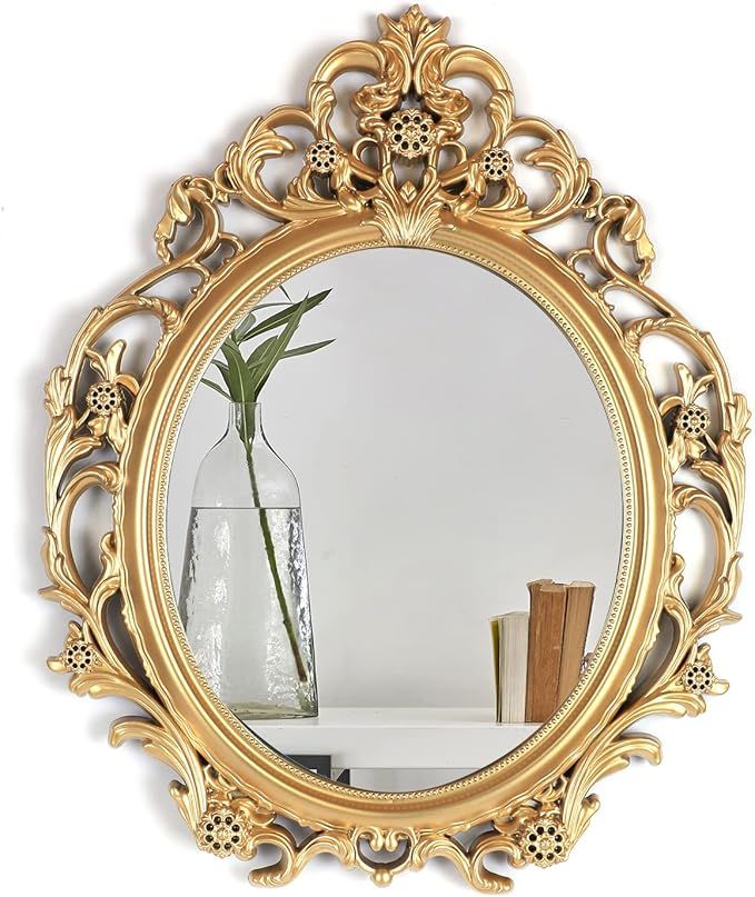 Mirrorize 20 x 24 Antique Gold Mirror for Living Room, Vintage Gold Framed Oval Mirror, Decorativ... | Amazon (US)