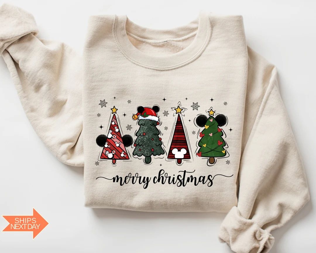 Disney Christmas Tree Sweatshirt Christmas Tree Mickey - Etsy | Etsy (US)