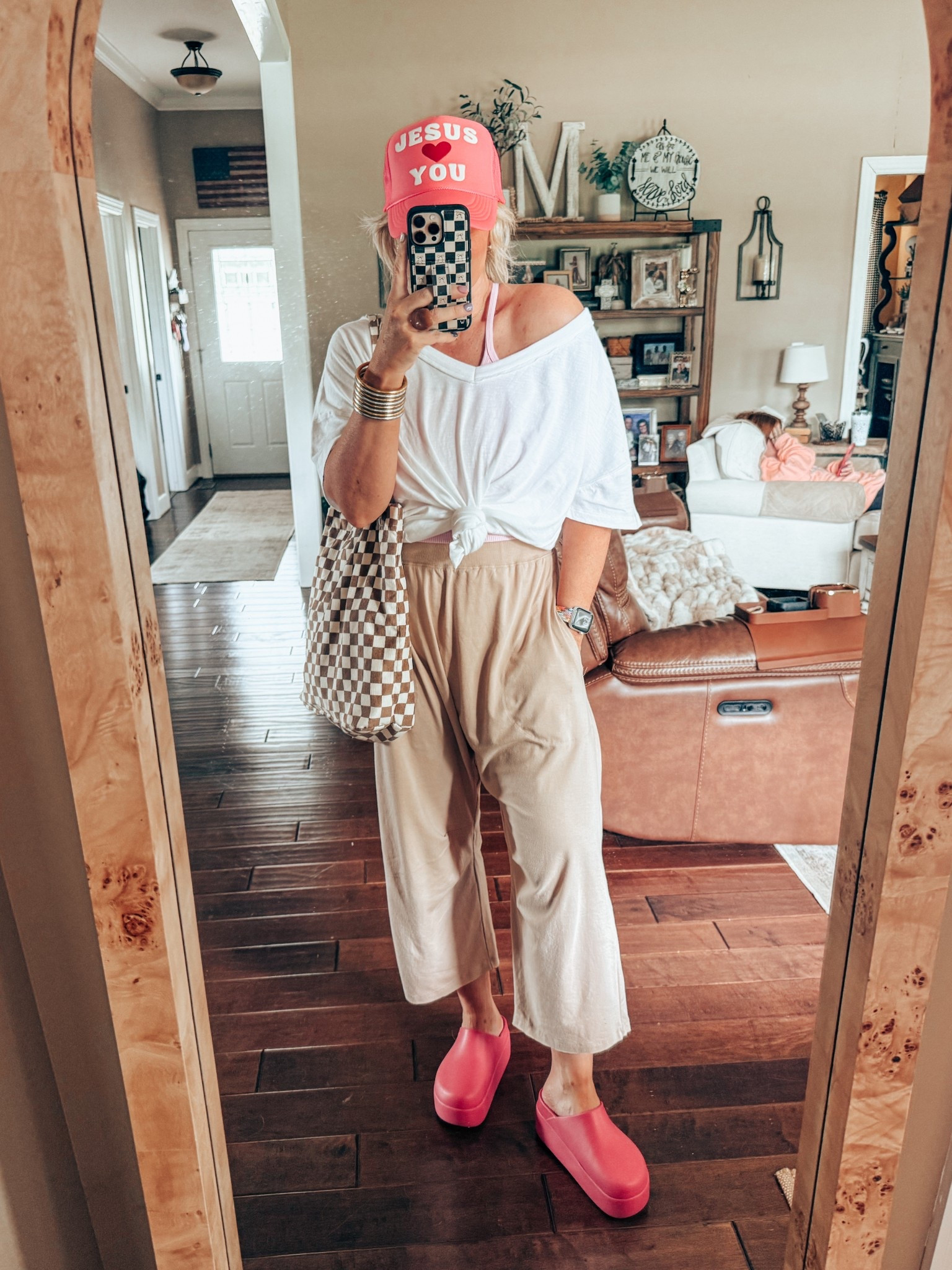 My OOTD 💕✨
Tee - M
Tank underneath - M/L
Pants - L (part of a set) & so good! 
Crocs - sized down 


#LTKFindsUnder50 #LTKOver40 #LTKStyleTip