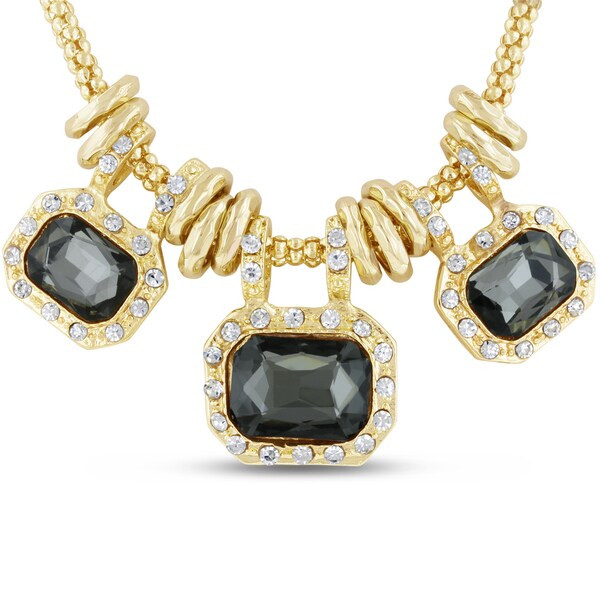 Gold Over Brass Smoky Glass And Crystal Statement Necklace | Bed Bath & Beyond