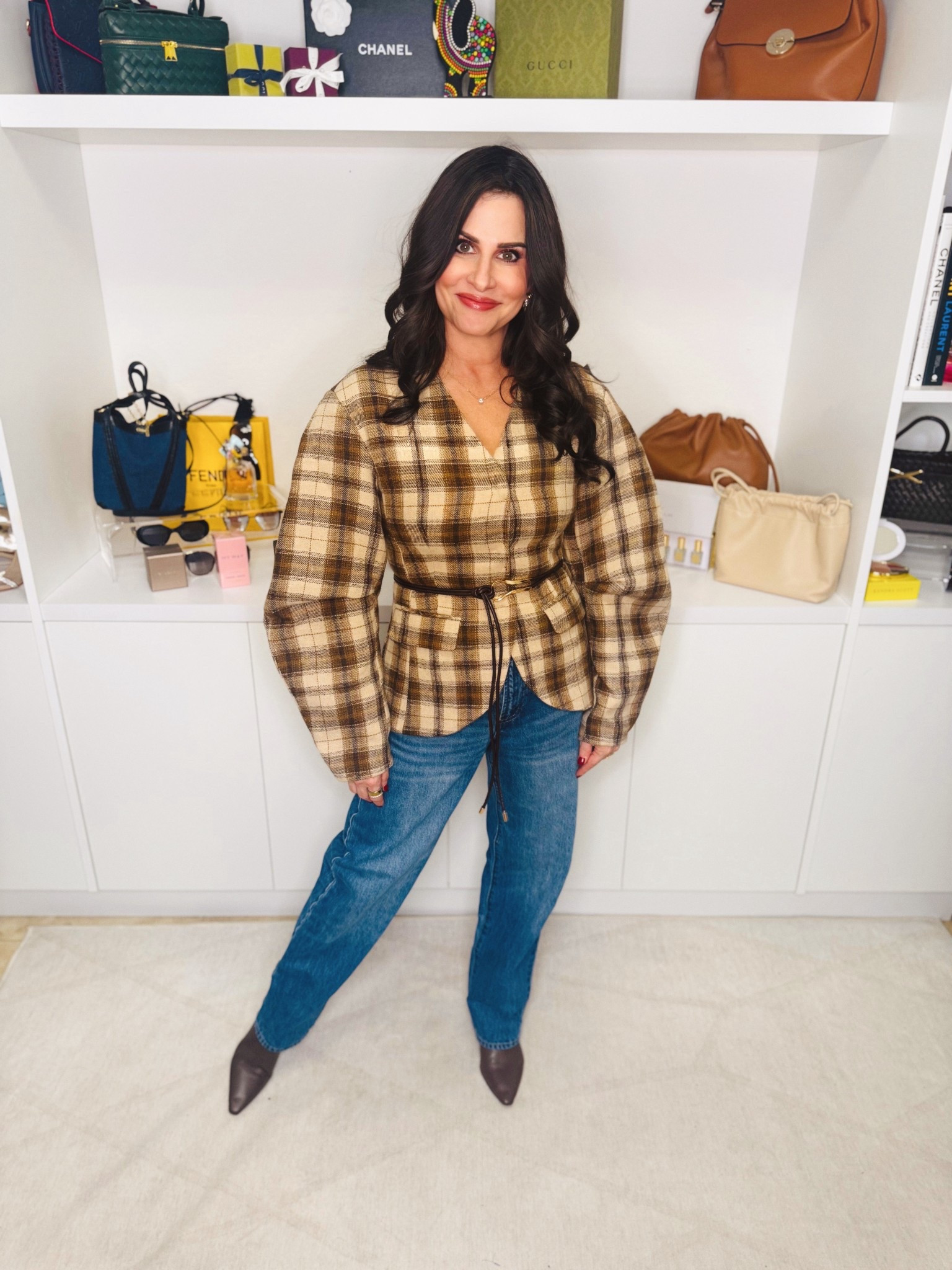 Plaid jacket , super cute ! Belt included . Wearing a sm & I could have sized up by 1 but then sleeves would have been long . Remember my size is a 36D . But the jacket is super cute and different. #plaidjacket #beltedblazer 

#LTKOver40 #LTKSeasonal #LTKSaleAlert