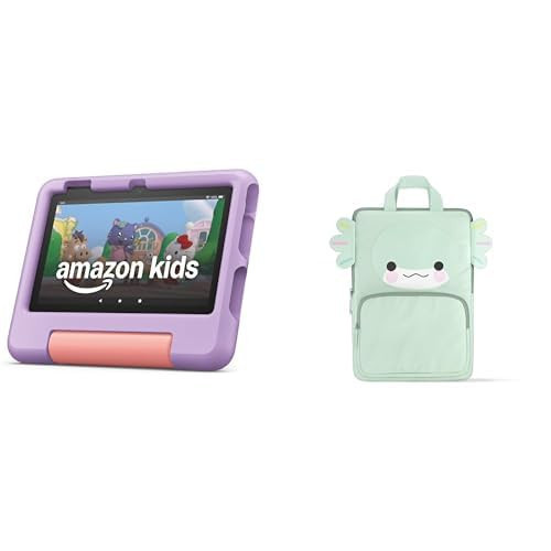 Amazon Fire 7 Kids Tablet Sleeve Bundle — Bundle includes Amazon Fire 7 Kids tablet, 16GB, Purple & Axolotl Carrying Case | Amazon (US)