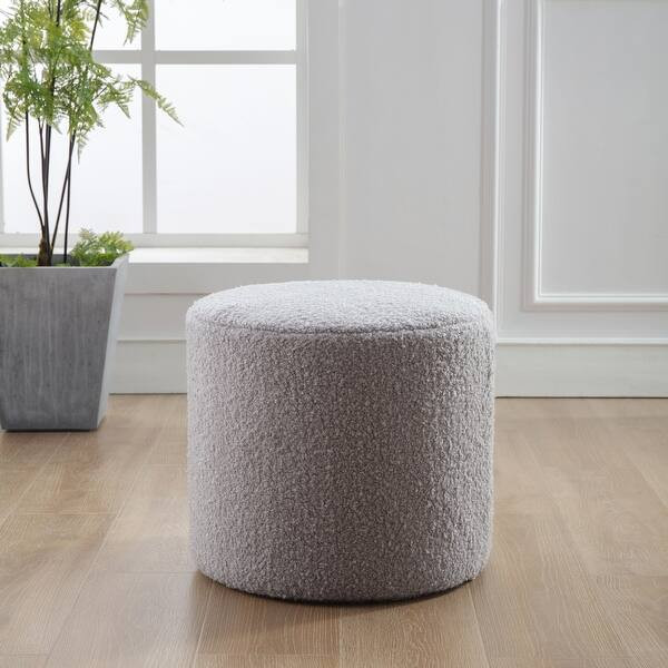 WOVENBYRD Round Pouf Ottoman with foam core - Cream | Bed Bath & Beyond