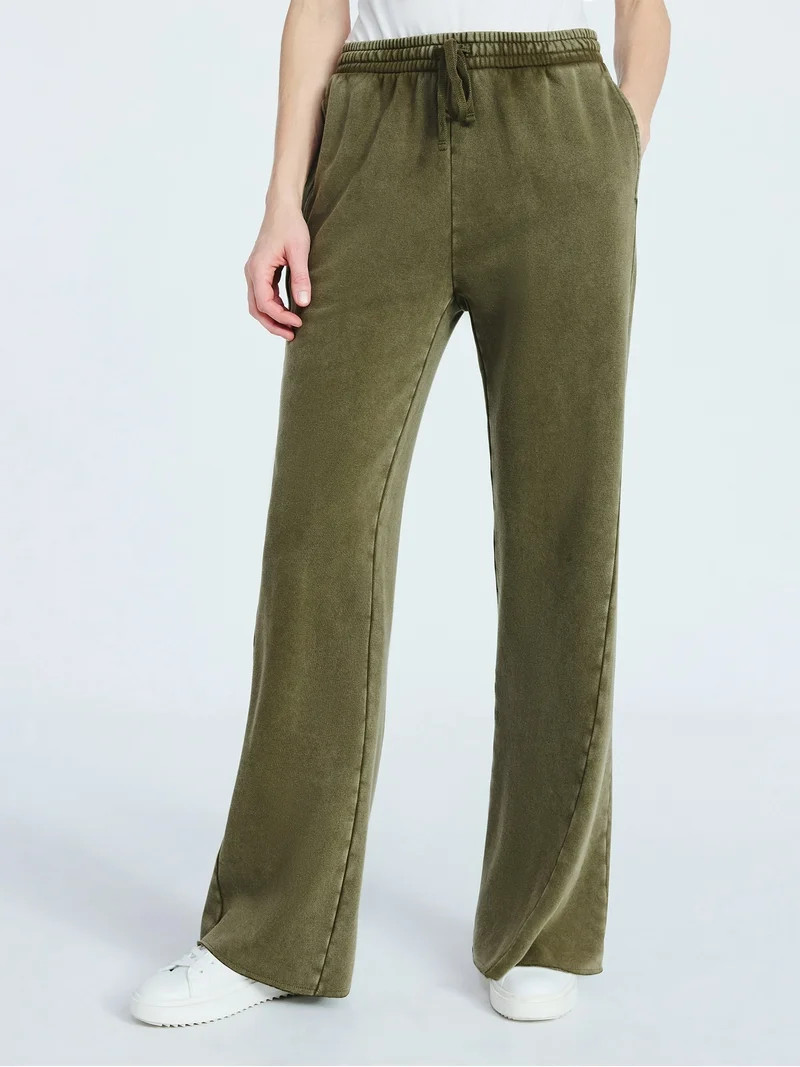 Scoop Women’s Mineral Washed Fleece Flare Leg Sweatpants, Sizes XS-XXL | Walmart (US)