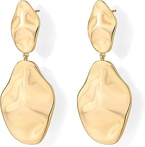 PAVOI 14K Gold Plated Teardrop Statement Drop Dangle Earrings for Women | Amazon (US)