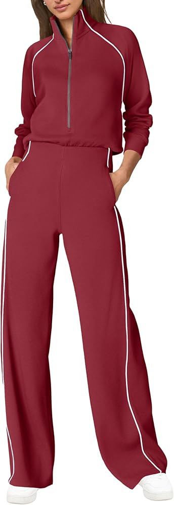 SENSERISE Womens Jumpsuits Casual Long Sleeve Jumpsuit One Piece Mock Neck Wide Leg Pants Fall Ou... | Amazon (US)