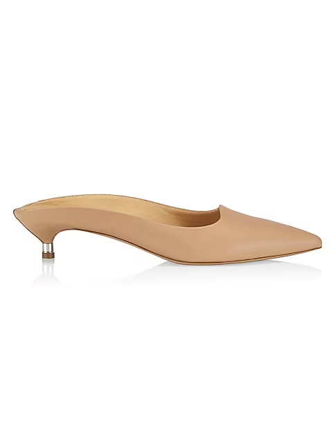 Jean 25MM Leather Kitten-Heel Mules | Saks Fifth Avenue