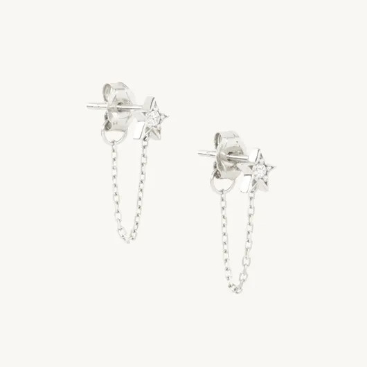 Nocturne Diamond Star Earring, Silver | Catbird