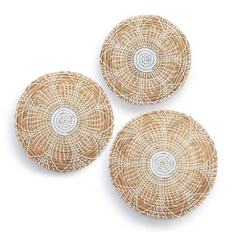 New! Natural Woven Basket Wall Plaques, Set of 3 | Kirkland's Home