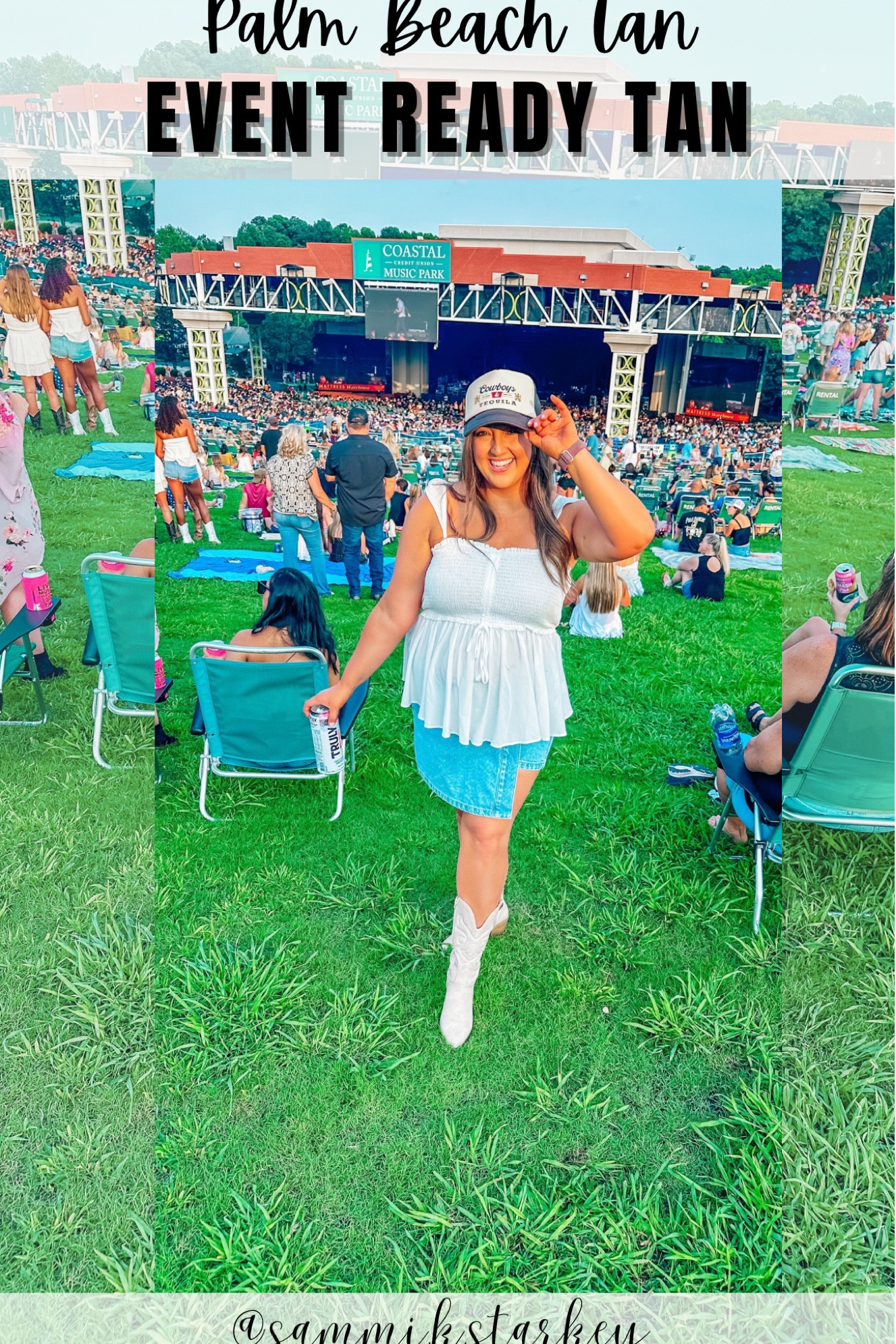 Palm beach tan reel! Event ready tan for a country concert 

Wearing XL in skirt, L in top, 7.5 boots 

#LTKFindsUnder50 #LTKStyleTip #LTKMidsize