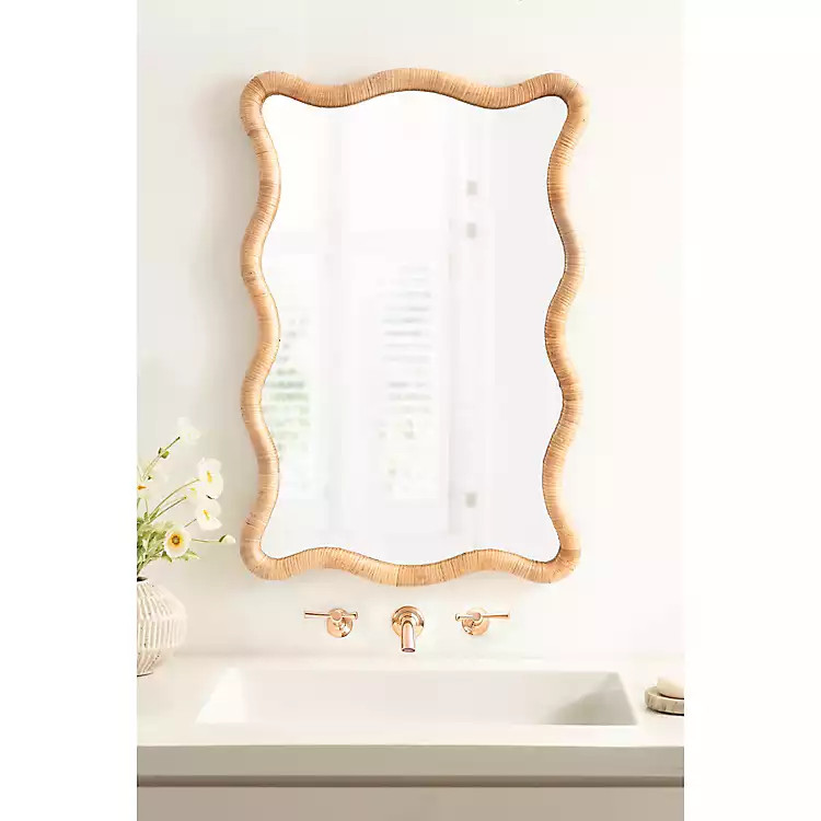 Rachel Natural Rattan Scalloped Wall Mirror | Kirklands Home | Kirklands