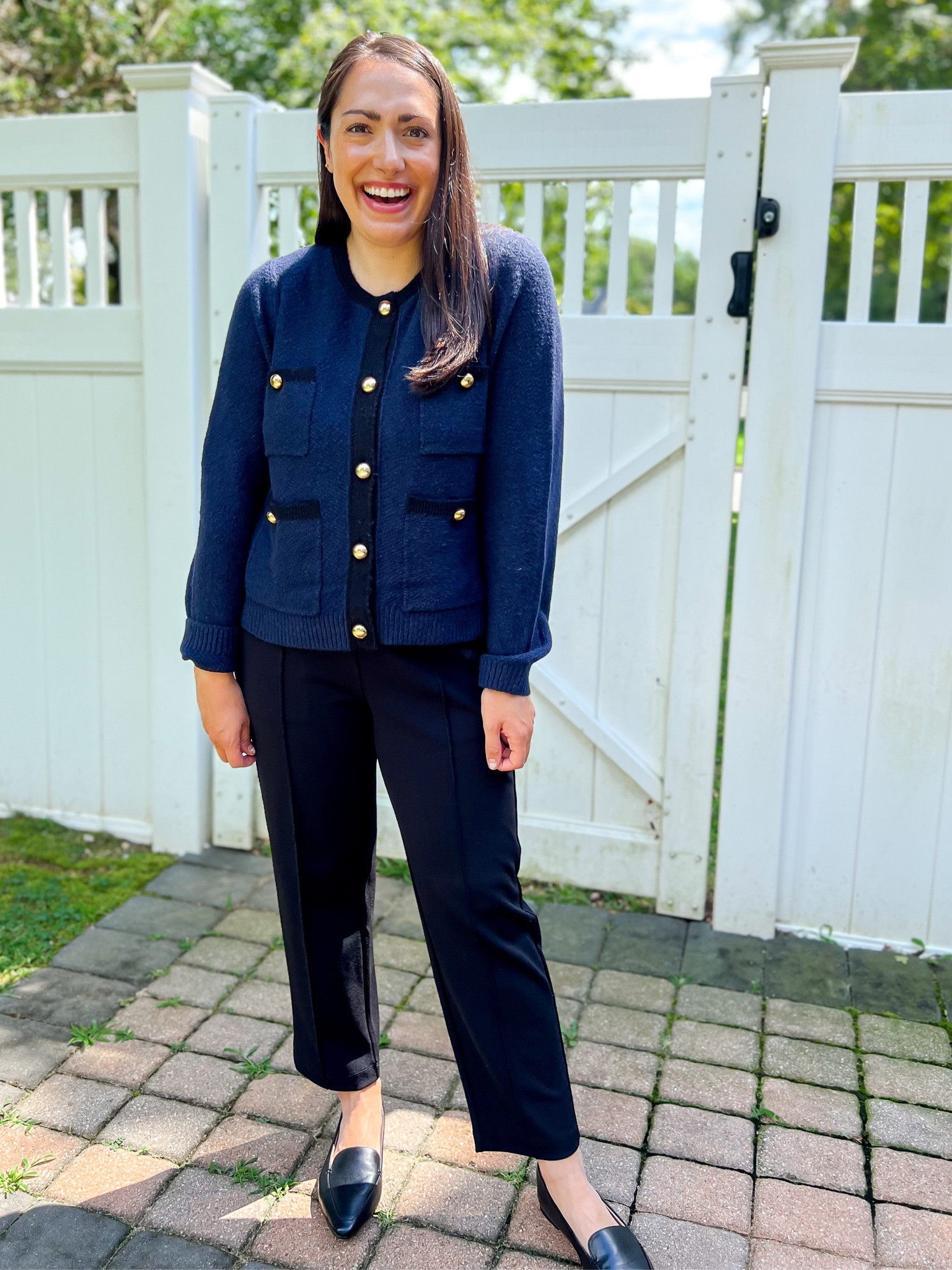 Teacher outfit idea, Walmart free assembly cardigan, loft work pants, black flats

S cardigan
SP pants
tts flats

#LTKBacktoSchool #LTKstyletip #LTKworkwear