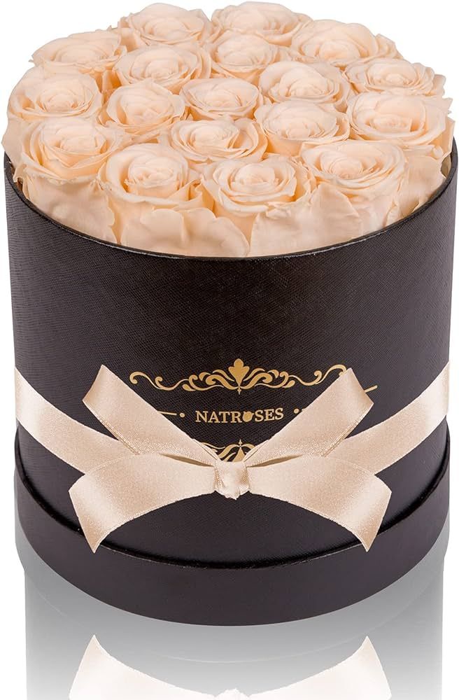 NATROSES Handmade Preserved Roses in a Box, Long Lasting Roses That Last Up to 3 Years, Yellow Re... | Amazon (US)