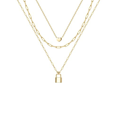 Estendly Dainty Gold Layered Bar Neckalce Moon Pendant Lariat Y Necklace 14K Gold Simple Necklace fo | Amazon (US)