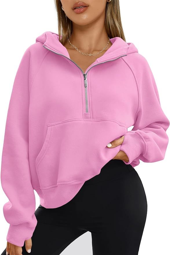 AUTOMET Half Zip Sweatshirts Cropped Hoodies Fleece Jackets Womens Quarter Zip Up Pullover Fall O... | Amazon (US)