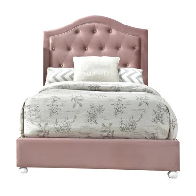 Elegant Pink Twin Bed - 74.46 Lb. Weight, Portable Option Fabric 9" Floor , Supports Up To 330lbs | Wayfair North America