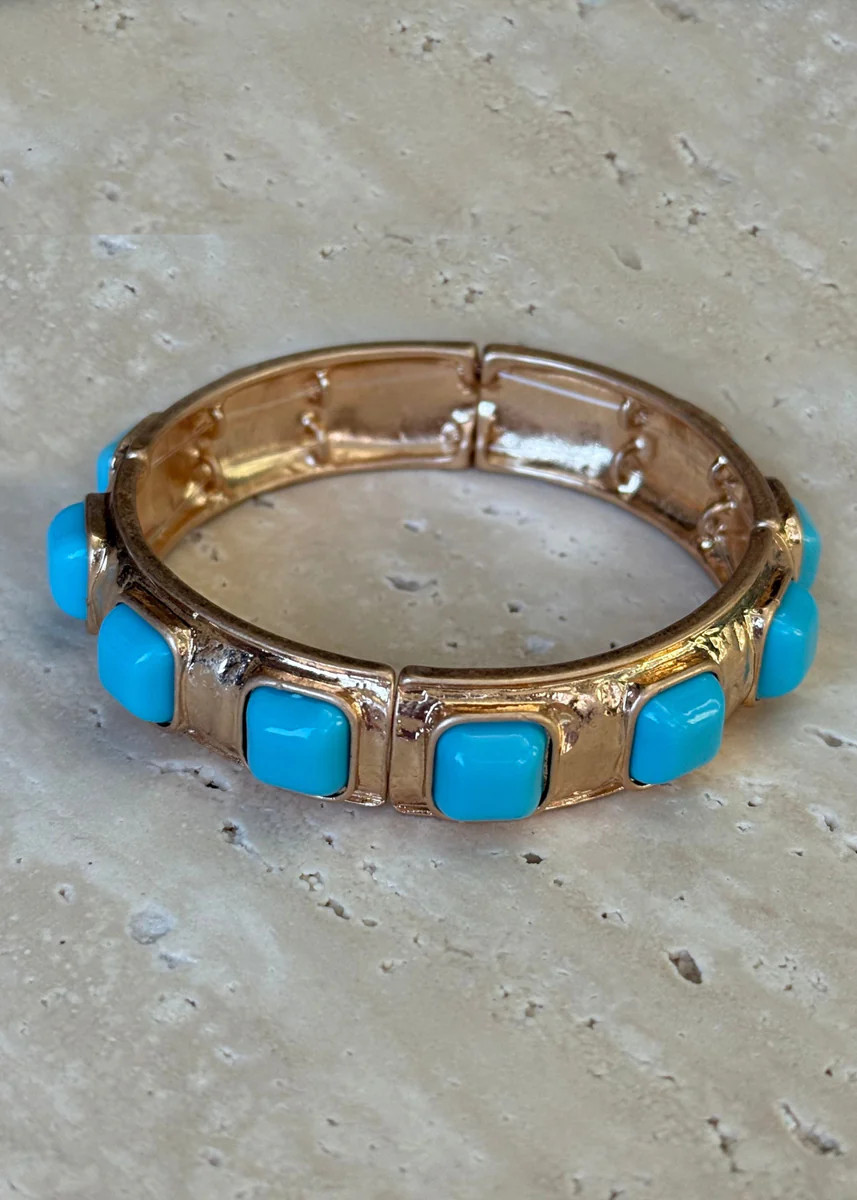 Tallulah Turquoise Beaded Gold Metal Cuff Bracelet | Benaar La