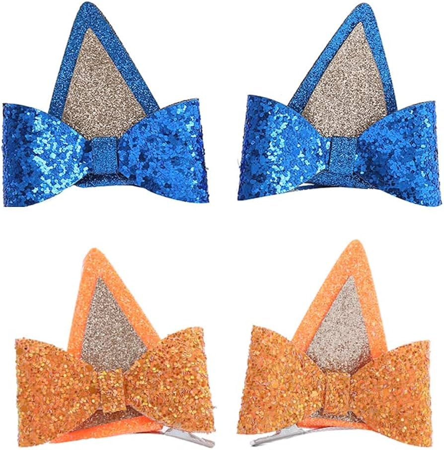 Sgehen 2 Pairs Blue Orange Dog Ears Hair Clip for Girls Halloween Animal Headwear Cosplay Costume... | Amazon (US)
