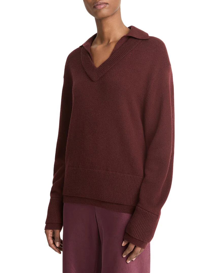 Vince Collared Double Layer Wool & Cashmere-Blend Pullover | Shop Simon