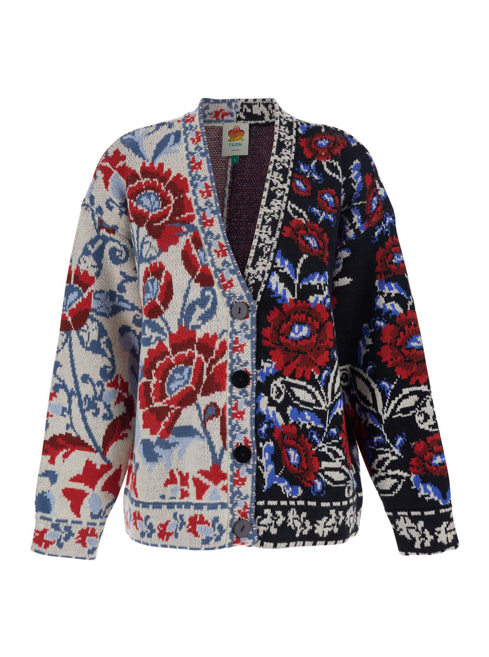 Farm Rio Multicolor V-neck With Cardigan With Floral Motif In Wool Blend Woman | Italist.com US