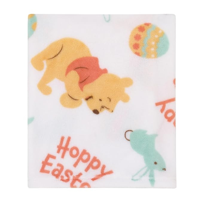 NoJo Disney Winnie The Pooh Aqua, Tan, Red, and White Hoppy Easter Super Soft Plush Baby Blanket | Amazon (US)